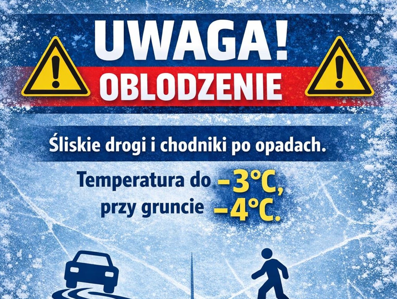 Oblodzenie w powiecie oleśnickim: policja apeluje o ostrożność na drogach i chodnikach - Zdjęcie artykułu