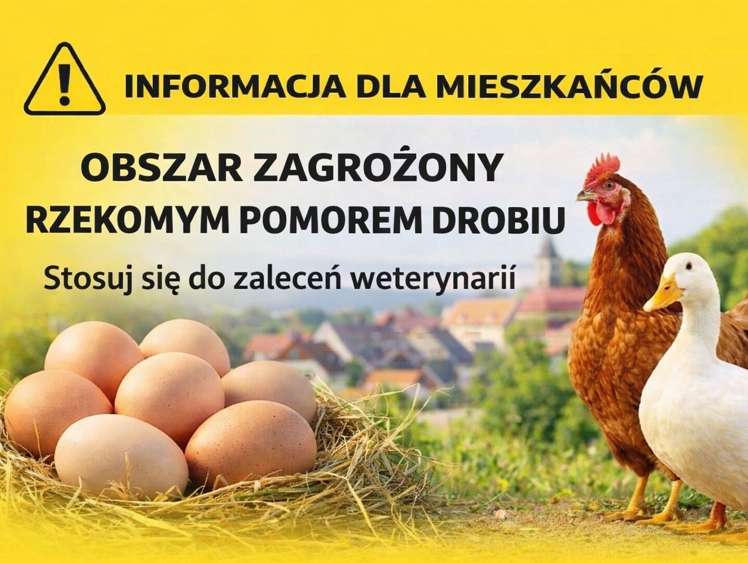 Ustawiono tablicę ostrzegawczą o rzekomym pomorze drobiu - Zdjęcie artykułu